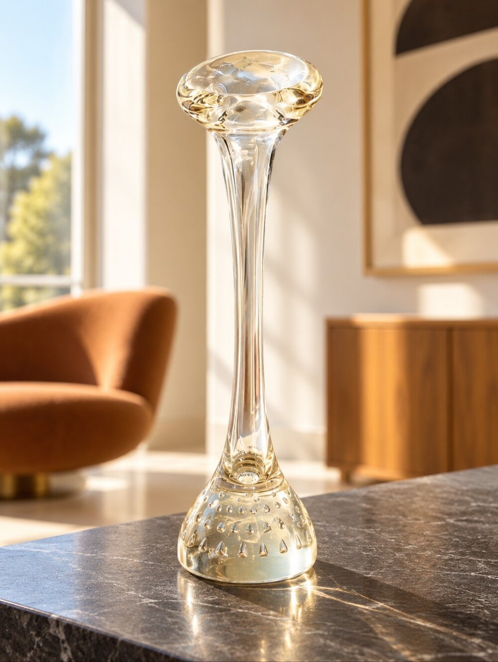 Bo Borgström Åseda Sweden Controlled Bubble Bone Bud Vase MCM 9"